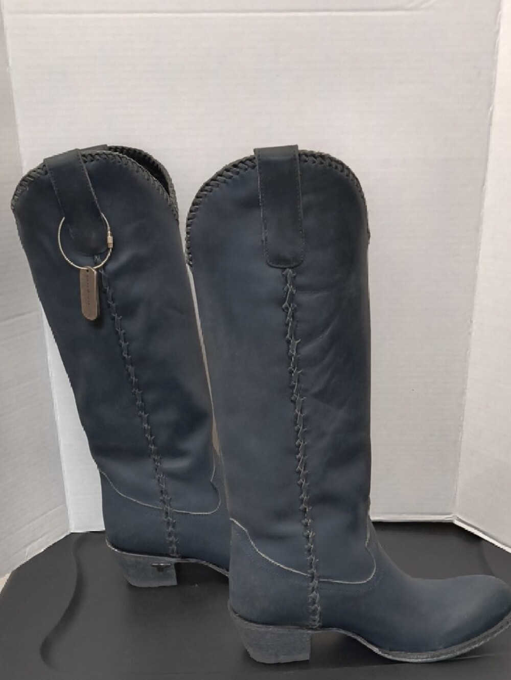 NWOB Lane Women's Tall Western Blue Leather Boots - Picture 6 of 11